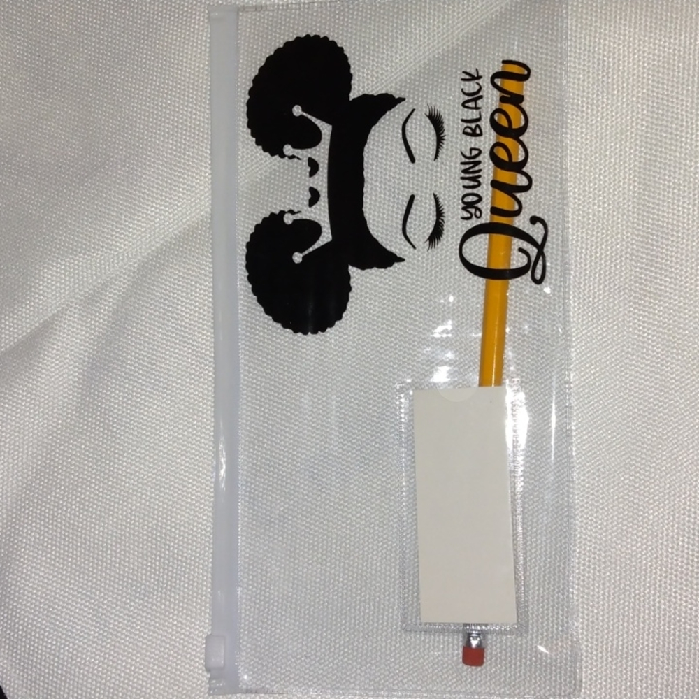 Young Black Queen poly pencil pouch with 1 pencil